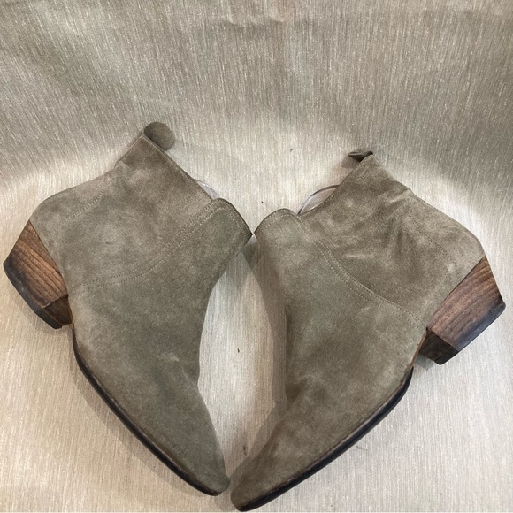 ISABEL MARANT Sz 39 Suede Zipper Riunded Toe Cap Stacked Heel Ankle  Booties - Picture 4 of 9